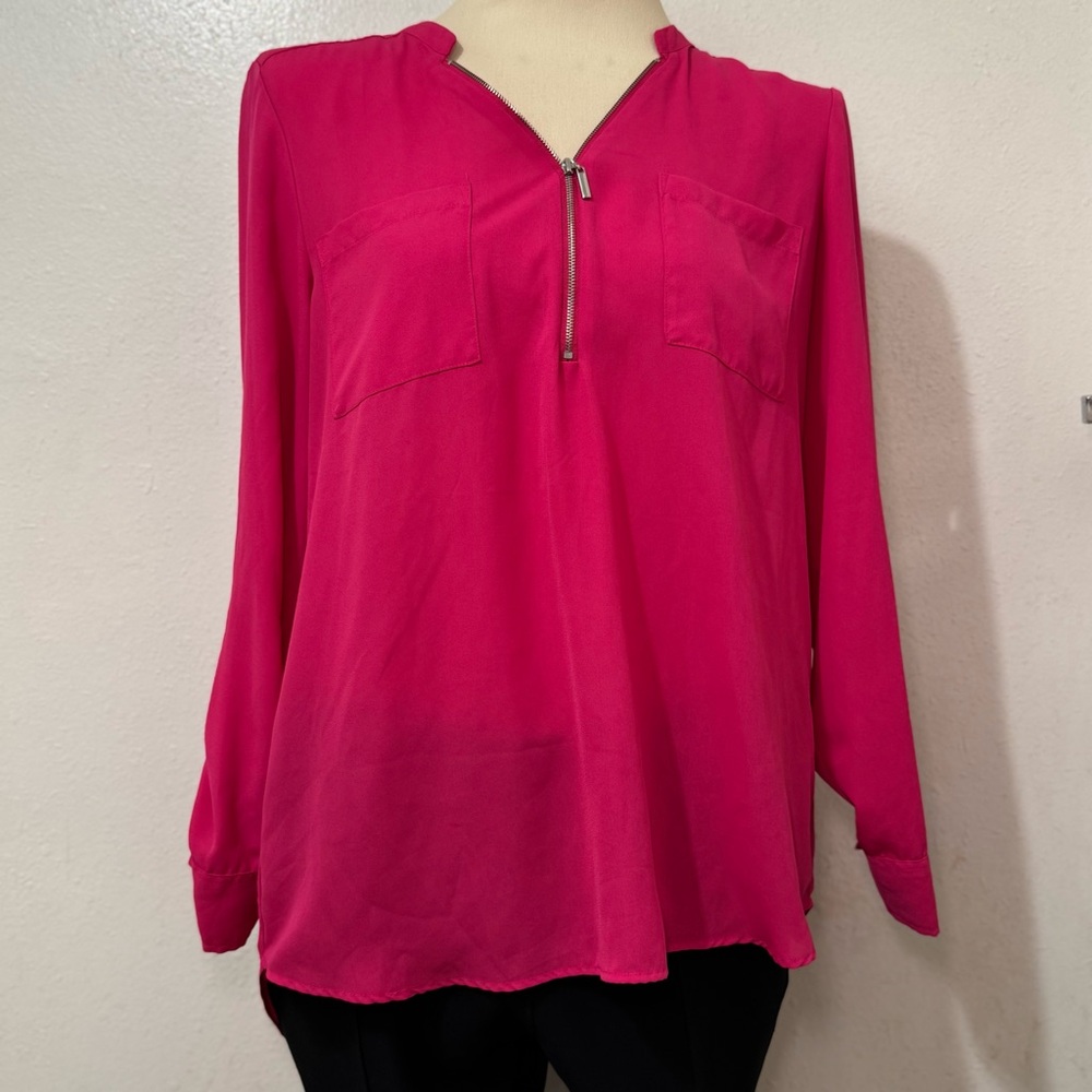 New York & Company Fuchsia Blouse with Zipper
